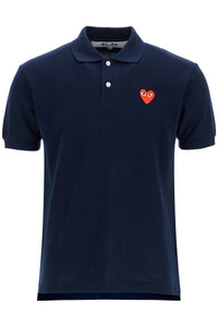 unisex t-shirt slim short sleeve navy blue with red heart logo AX T006 051 NAVY