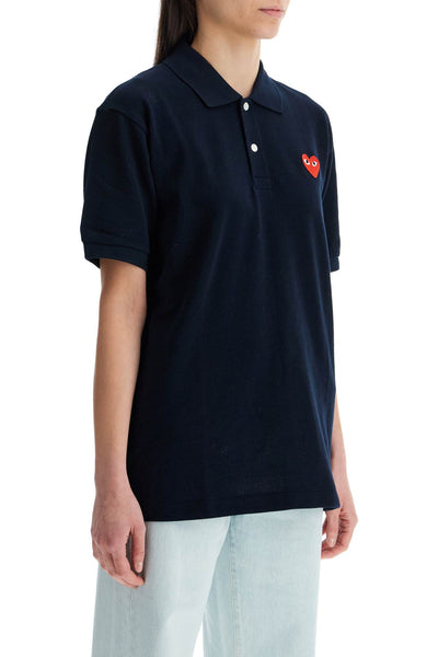 unisex t-shirt slim short sleeve navy blue with red heart logo AX T006 051 NAVY