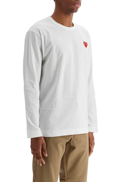 t-shirt unisex in cotone bianco con logo cuore rosso AX T118 051 WHITE | Italystation.com