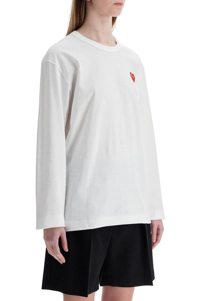 t-shirt unisex in cotone bianco con logo cuore rosso AX T118 051 WHITE | Italystation.com