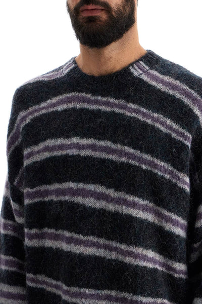 striped brushed pullover sweater B60315 DARK GREY MELANGE/MULTI