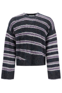 striped brushed pullover sweater B60315 DARK GREY MELANGE/MULTI