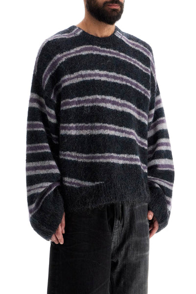 striped brushed pullover sweater B60315 DARK GREY MELANGE/MULTI