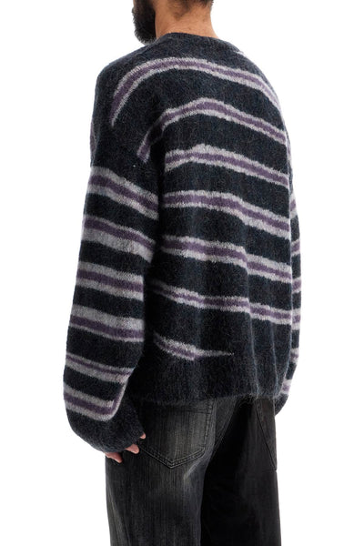 striped brushed pullover sweater B60315 DARK GREY MELANGE/MULTI