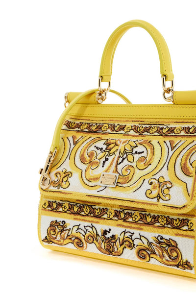 medium sicily handbag with maiolica embroidery BB6003 AW050 AZULEJOS GIALLO