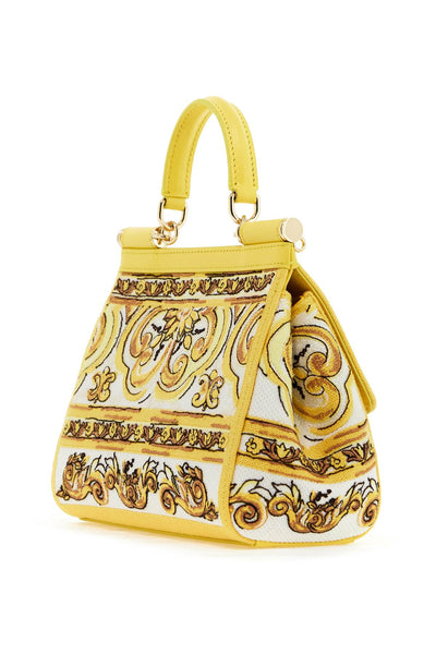 medium sicily handbag with maiolica embroidery BB6003 AW050 AZULEJOS GIALLO