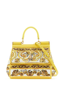 medium sicily handbag with maiolica embroidery BB6003 AW050 AZULEJOS GIALLO