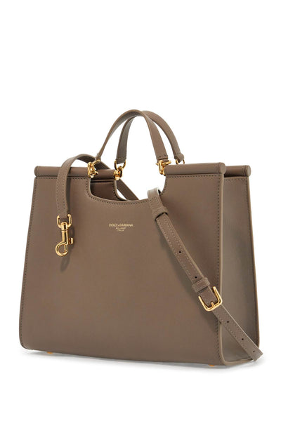 beige calfskin tote bag with adjustable shoulder strap BB7728 B7321 GREIGE