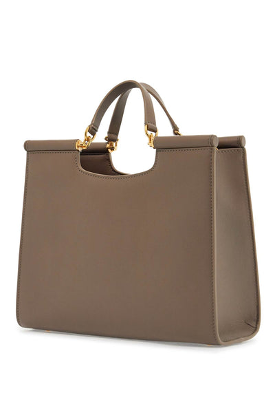 beige calfskin tote bag with adjustable shoulder strap BB7728 B7321 GREIGE