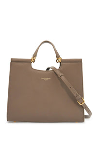 beige calfskin tote bag with adjustable shoulder strap BB7728 B7321 GREIGE