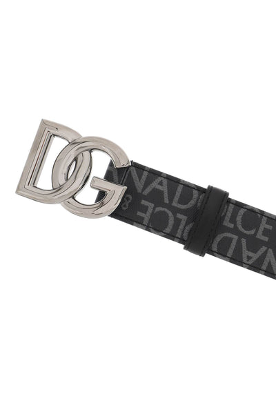 coated jacquard logo belt with dg buckle BC4644 AJ705 NERO/GRIGIO
