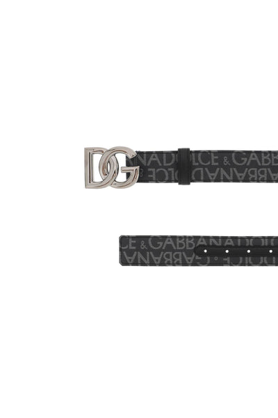 coated jacquard logo belt with dg buckle BC4644 AJ705 NERO/GRIGIO