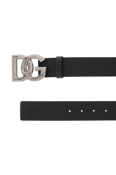lux leather belt with dg buckle BC4646 AX622 NERO