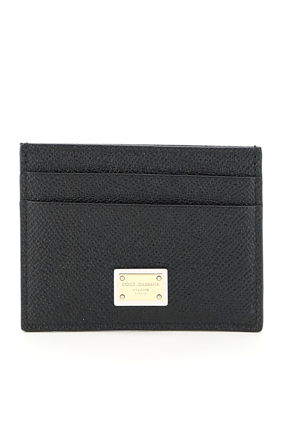 leather card holder with logo plaque BI0330 A1001 NERO