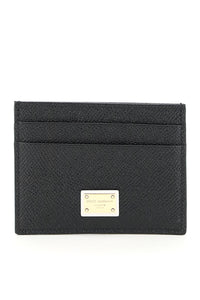 leather card holder with logo plaque BI0330 A1001 NERO