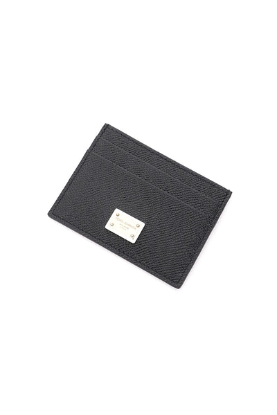 leather card holder with logo plaque BI0330 A1001 NERO