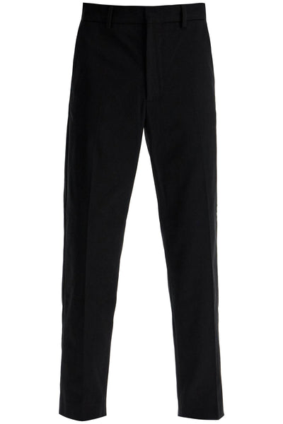 straight leg twill trousers in nine words BK0552 BLACK