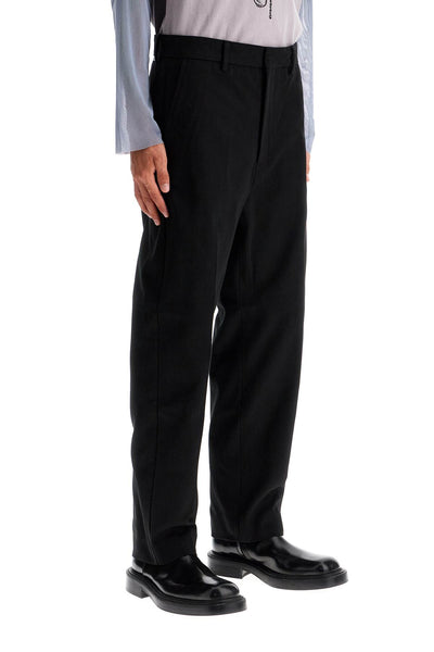 straight leg twill trousers in nine words BK0552 BLACK