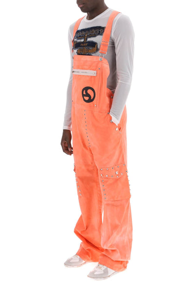 cotton overalls with studs BK0583 FLUO PINK