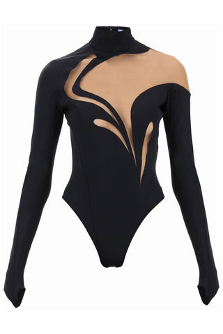 long-sleeved swirly bodysuit BO0219842 BLACK NUDE01