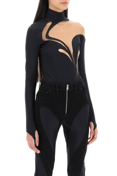 long-sleeved swirly bodysuit BO0219842 BLACK NUDE01