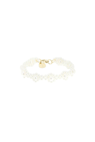 bracelet with daisy-shaped beads BRC61 0904 PEARL