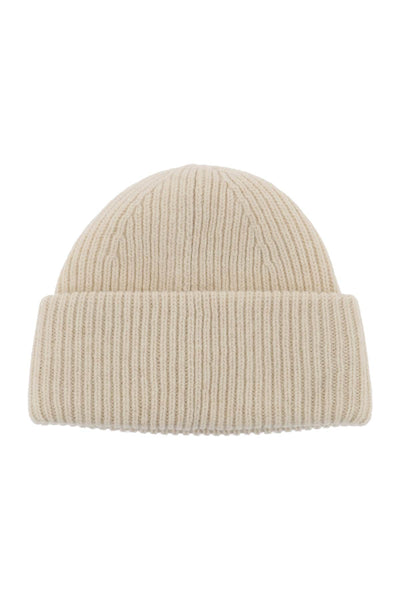 ribbed wool beanie hat with cuff C40270 OATMEAL MELANGE