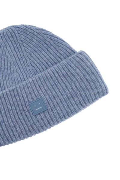 ribbed wool beanie hat with cuff C40270 STEEL BLUE MELANGE