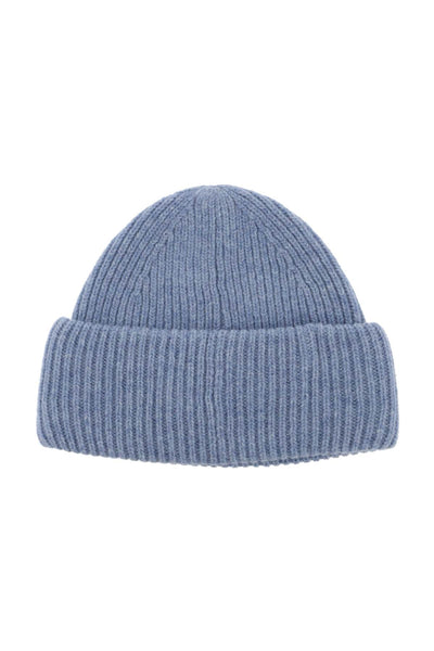 ribbed wool beanie hat with cuff C40270 STEEL BLUE MELANGE