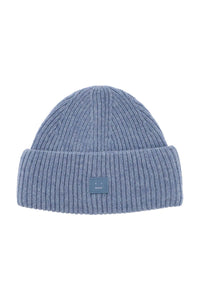 ribbed wool beanie hat with cuff C40270 STEEL BLUE MELANGE