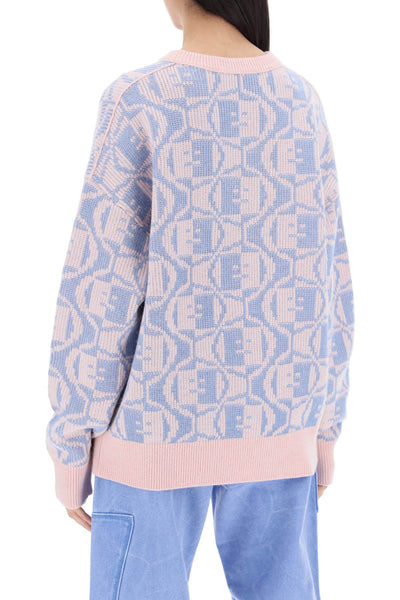 crewneck jacquard face C60081 FADED PINK MELANGE LIGHT BLUE