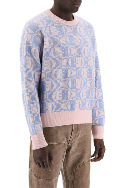 crewneck jacquard face C60081 FADED PINK MELANGE LIGHT BLUE