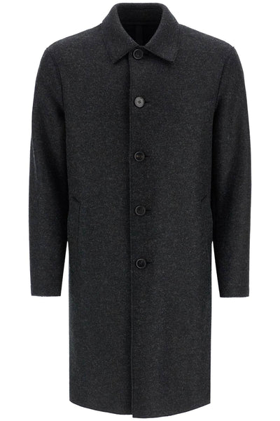 HARRIS WHARF LONDON single-breasted pressed wool coat C9109MLK ANTHRACITE