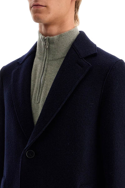 single-breasted wool coat in boiled C9123MLC NAVY BLUE