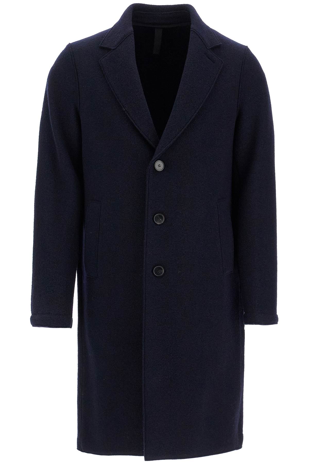 single-breasted wool coat in boiled C9123MLC NAVY BLUE