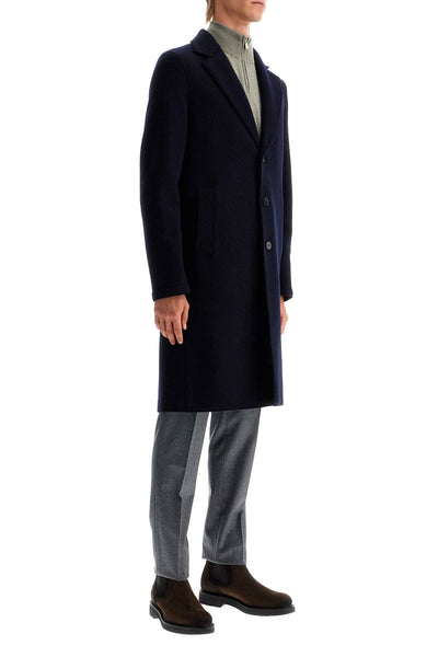 single-breasted wool coat in boiled C9123MLC NAVY BLUE