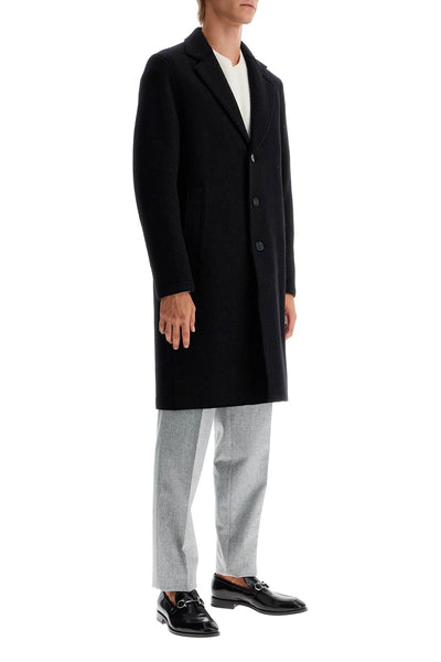 single-breasted wool coat in boiled C9123MLC BLACK