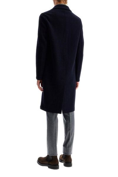 single-breasted wool coat in boiled C9123MLC NAVY BLUE