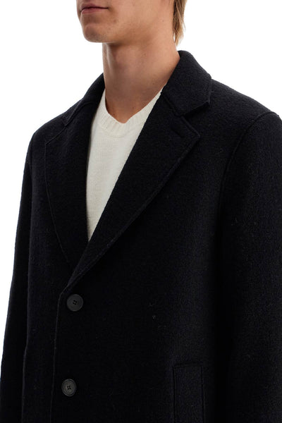 single-breasted wool coat in boiled C9123MLC BLACK