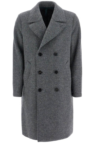 double-breasted wool coat in boiled C9127MLC MIDDLE GREY