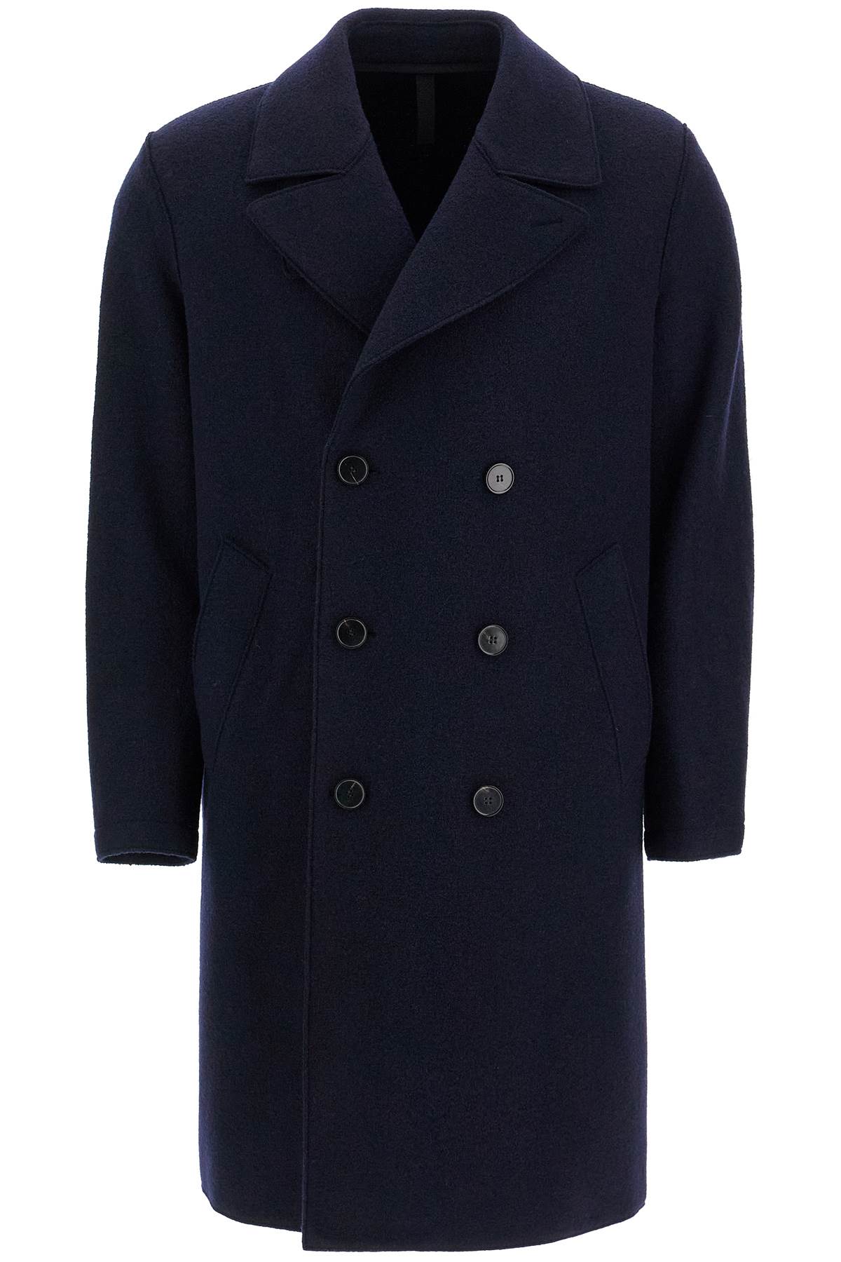 double-breasted wool coat in boiled C9127MLC NAVY BLUE