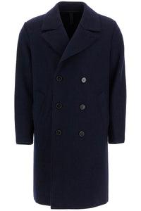 double-breasted wool coat in boiled C9127MLC NAVY BLUE