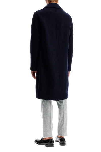 double-breasted wool coat in boiled C9127MLC NAVY BLUE