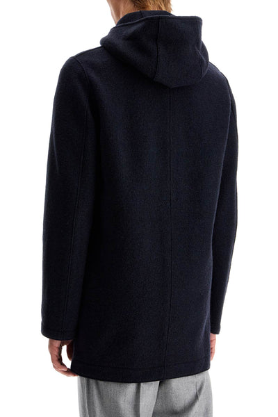 hooded wool coat in boiled wool C9138MLC NAVY BLUE