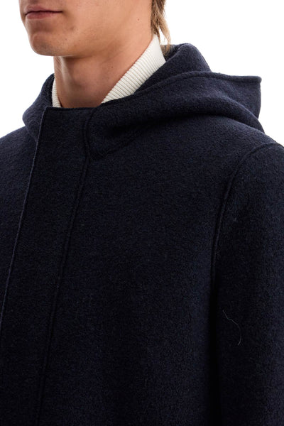 hooded wool coat in boiled wool C9138MLC NAVY BLUE