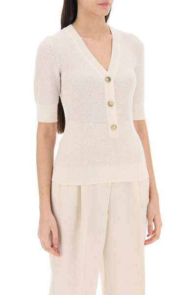 knitted top with short sleeves C96224 92M CR IVORY