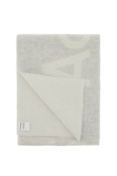 wool blend scarf with logo in m CA0154 WHITE LIGHT GREY