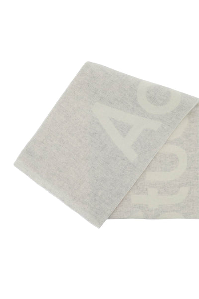 wool blend scarf with logo in m CA0154 WHITE LIGHT GREY