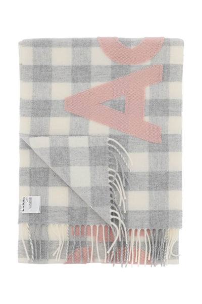 checked scarf with logo pattern CA0262 GREY PINK