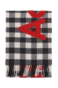 checked scarf with logo pattern CA0262 CARBON GREY RED